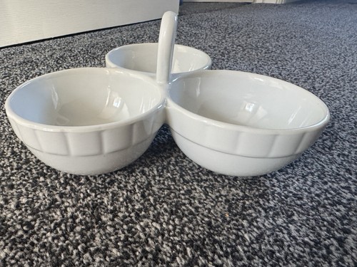 White ceramic compartment - white, 3-compartment