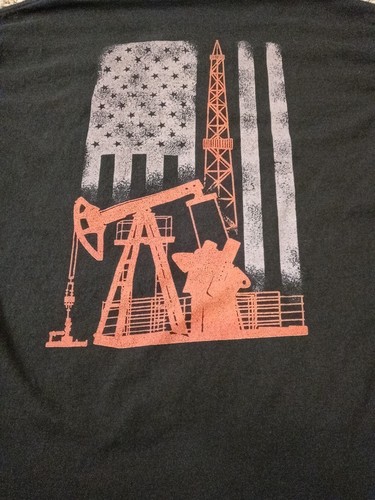 Oil pumpjack american flag - american, t