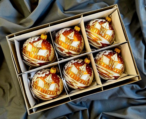 Hand painted glass - baubles, set