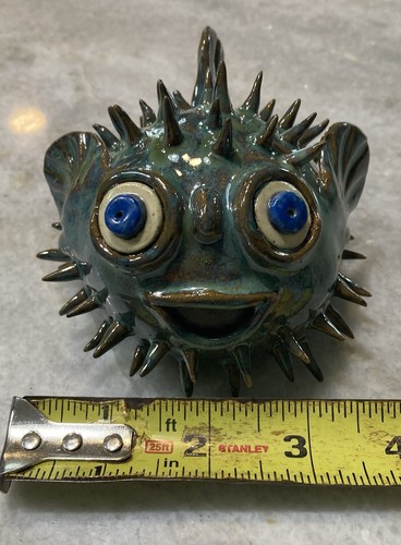 Ceramic pottery puffer fish - ceramic,