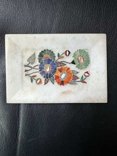 Vintage marble inlay tray - vintage,