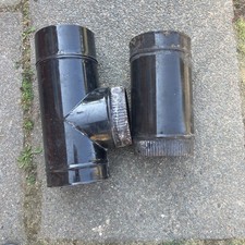 Wood burner Flue Pipes 6inT And Cap 6in Pipe Black