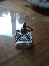 Vintage Art Deco  Glass Perfume Bottle  black  Enamel Design