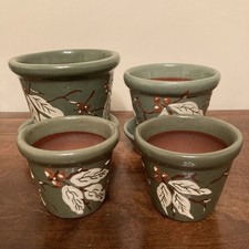 Vintage C H Brannam Barum Barnstaple Pottery Plant Pots Leaves & Berries