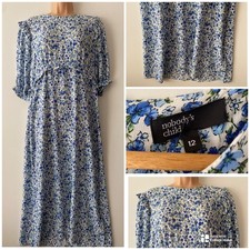 Nobody’s Child Dress Sz 12 Blue Floral Cottage Tea Midi Women