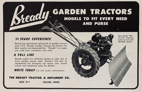 1953 bready tractor - 1953, ad.(xh21)~bready