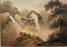 Francis Nicholson OWS Large watercolour: Mill near Hawes Water, ex. Sothebys