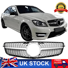 For Mercedes C-class W204 S204 C204 Grill Amg Diamond 2008-2014 Silver Chrome 