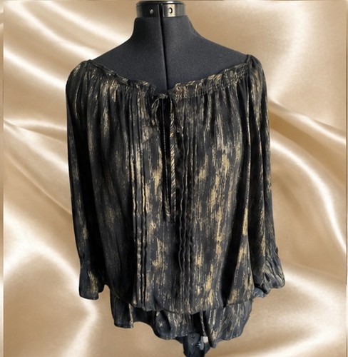 Black gold metallic boho - black,