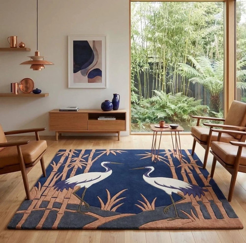 Hand tufted wool rug blue - wool,