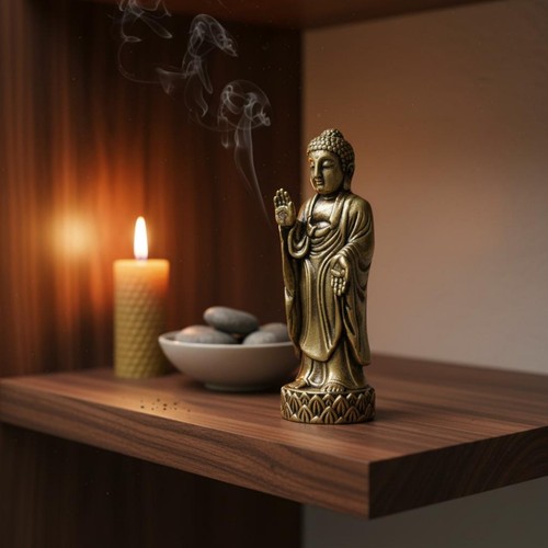 Brass buddha statue vintage - statue,