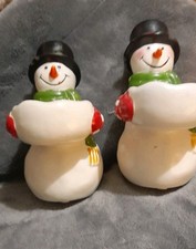 Yankee Candle Snowman Tealight Holder x2