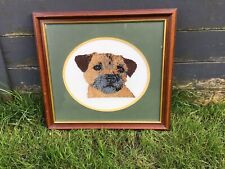 Tapestry embroided Dog Border Terrier Puppy framed picture craft handmade Stitch