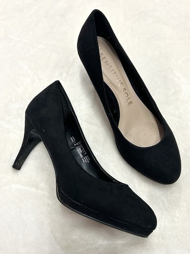 Women black suede - black, short