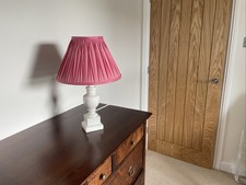 Laura Ashley Alabaster Style Classic Lamp With Cerise Shade.