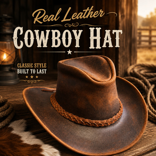 100 real leather cowboy hat - cowboy,