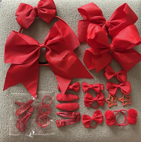 Red hair bows - hair,