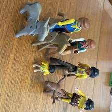 Vintage Playmobil Cowboys And Indians Horses Donkey Buffalo Figurines 