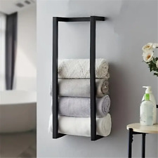 Wall Mounted Towel Rack Metal Storage Shelf Holder Rail Bathroom Organizer Black
