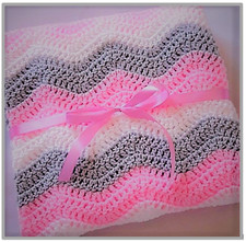 CROCHET PATTERN Baby blanket cot pram cover lacy throw DK or Aran chevron rikrak