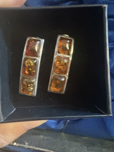 Sterling silver amber - silver,