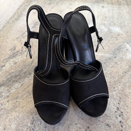 Ladies black faux - black, wedge