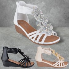 LADIES WOMENS LOW WEDGE HEEL