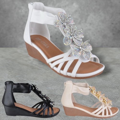 Ladies womens low wedge heel - womens,