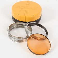 VINTAGE 32mm PUSH FIT FILTER HOLDER  WITH CASE + 31mm ORANGE FILTER #AD713