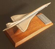 Pewter concorde model On Wooden Plinth