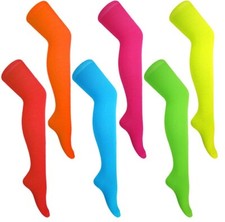 Pair of Ladies Girls Over the Knee NEON Fancy Dress 80s Party Theme Socks Bright