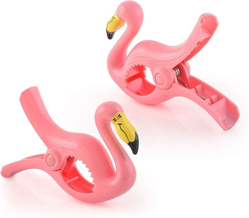 Flamingo beach towel clips - towel,
