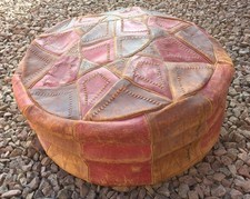 Vintage Leather Pouffe / Foot