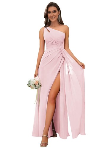 Long one shoulder chiffon - shoulder,