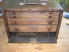 VINTAGE WOODEN ENGINEERS CABINET 4 DRAWERS TOOL MAKERS BOX CHEST