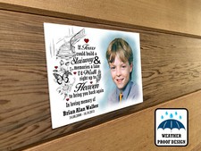 Outdoor memorial bench plaque