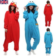 Adult sesame street cookie monster blue&red Elmo costume pajamas Onesie10⭐outfit