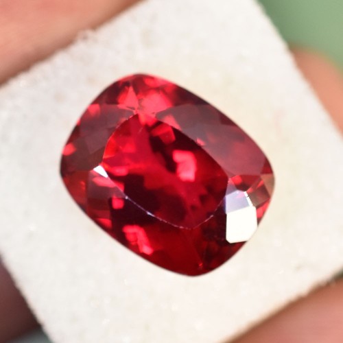 Natural red ruby cushion - red, 11