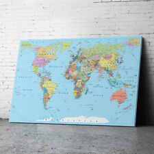 Large Framed Blue Green Map Of