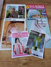 6 x King Cole Knitting Patterns Mixed Bundle Hats Scarves Blanket  Cushions Mix