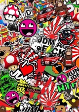 3 x A4  Sticker Bomb Japan Drift sheet Euro Vinyl Decal Van Car Wrap  Laptop