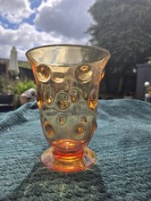 Thomas Webb Amber Bulls Eye Glass Vase. Mid Century 1950's See video