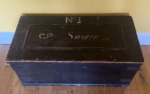 Antique steamer trunk british - steamer,