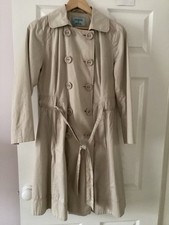 Women's coat Dickins & Jones, light Beije, Size10. Length 98cm, 2 pockets, belt
