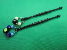 PAIR OF CHRIS PARSONS LACE MAKING BOBBINS BLACK GLITTER LOT 1