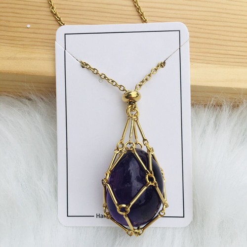 Crystal holder cage necklace - crystal,