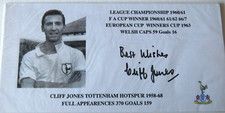 SPURS  DESIGNED ENVELOPE SIGNED BY CLIFF JONES AND HIS FOOTBALL RECORD
