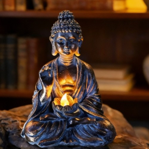 Resin buddha statue with - resin, solar