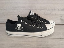 Converse Chuck Taylor x Jackass Low Top Skull Black Womens UK 5 Vintage