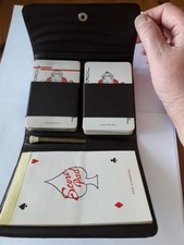 Playing Card Travel case with two decks, score pad & Pencil Tan Leather Vintage